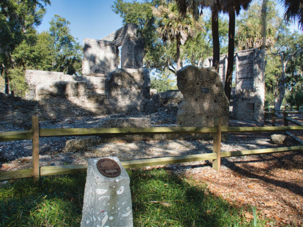 NRHP Plaque in front of Sams Plantation House Tabby Ruins