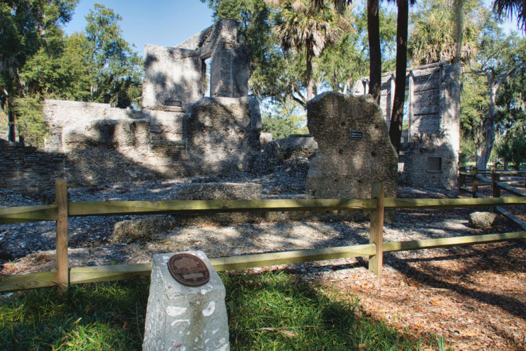 NRHP Plaque in front of Sams Plantation House Tabby Ruins