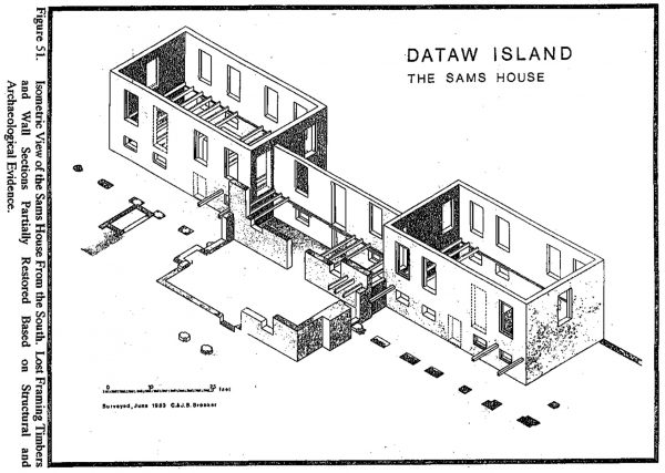 The Sams House, Dataw Island, SC. Surveyed June 1983 by Colin H. Brooker