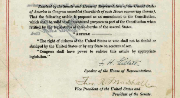 19th Amendment – Rights of Suffrage for Women – 1920